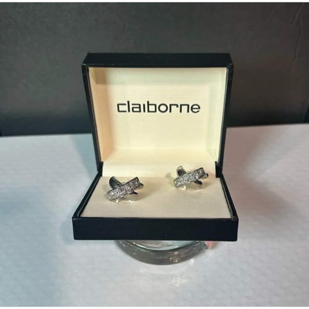 Claiborne Silver-tone Crossover Cufflinks